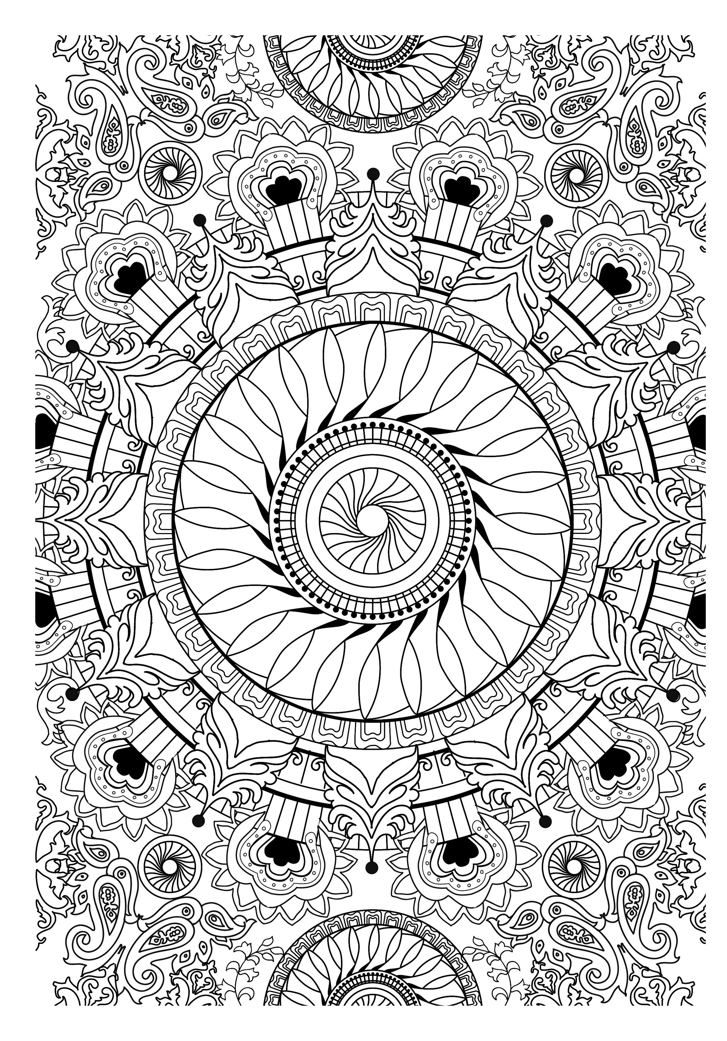 les mandalas permettraient de se recentrer, de vivre plus dans le moment présent, d’atteindre un état de méditation plus élevé afin de réduire le stress de la vie, de lâcher prise. Ce Mandala est un exemple indéniable de cette affirmation !